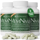 MemNivia Brain Supplements for Memory & Focus | Dual-Sage Stem Cell Formel med Cognivia®, Bacopa, Holy Basil & Ginger | Clinically Proven Mental Clarity Support | 180 kapslar (3 flaskor) | USA Made