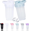 Shaker Bottle Protein Shakes Cup och 10-Ounce/300ML Shaker-Bottle med Whisk Balls, Protein Shakers Bottles Set, Non-BPA plast (White+Blue(2PCS))