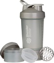 BlenderBottle Shaker Bottle med Pill Organizer och lagring för Protein Powder ProStak System, 22-Ounce, Pebble Grey