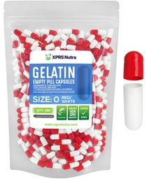 XPRS Nutra Size 0 Tomma kapslar - 500 greve Empty Gelatin Capsules - Pills DIY Capsule Fyllning - Pure Bovine Pill Gel Caps for Do-It-Yourself Supplements (Red / Vit)