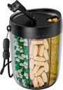 PULIV Large Pill Bottle Organizer, Supplement Organizer för Holding 6 Olika vitaminer, Pill Box Case med Anti-Mixing & Wide Opening Design, Lätt att hämta Meds, Inkluderar 20 Pcs Stick-on Labels