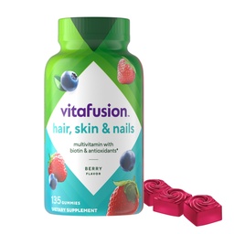 Vitafusion Gorgeous Hair, Skin & Nails Multivitamin Gummy Vitaminer, plus Biotin och Antioxidant vitaminer C & E, Raspberry Flavor, 135ct (45 dag leverans), från Amerikas nummer ett Gummy Vitamin Brand