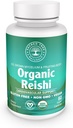 Organic Reishi Mushroom Capsules - 1,000mg Potency - Stress Relief, Heart Health & Immunity - Non-GMO, Vegan, 60 Count (30 Servings)