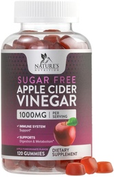 Apple Cider Vinegar Gummies för viktminskning 1000mg - Vegan Apple Vinegar Gummy för Detox & Cleanse, ACV Supplement Pills, Vitamin B12, Sugar Free ACV Gummy, Non-GMO, Nature's Nutrition - 120 Gummies
