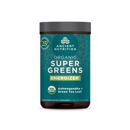 Ancient Nutrition Organic SuperGreens Energizer Powder med probiotika och B12, gjord av verkliga frukter, grönsaker och örter, för Digestive, Avgiftning och energistöd, 25 portioner