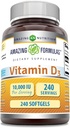 Amazing Formulas Vitamin D3 (Cholecalciferol) Supplement | 10,000 IU | 240 Softgels | Non-GMO | Gluten-Free | Made in USA