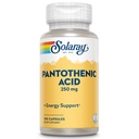 SOLARAY Pantothenic Acid 250mg | Vitamin B5 | Energi Metabolism, hår, hud, naglar och Digestive Support | 100CT