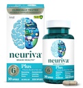 NEURIVA Plus Brain Supplement för minne, fokus och koncentration + kognitiv funktion med kliniskt testade Nootropics Phosphatidylserine och Neurofactor, vitamin B6 & B12, 30 greve kapslar