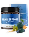 HERBAMAMA Brain Support Gummies - Brain Focus Supplements for Adults with Ashwagandha, Bacopa Monnieri, Vitamin C & B12 - Vegan, Non-GMO Calming Gummies - 60 Pectin-Based Blueberry-Flavored Chews