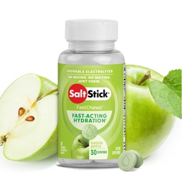 SaltStick Electrolyte FastChews - 60 gröna Apple Chewable Electrolytes - Salt tabletter för körning och hydrering, Electrolyte Chews - 60 greve