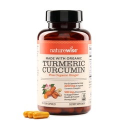NatureWise Curcumin Turmeric 2250mg - 95% Curcuminoids & BioPerine Black Pepper Extract för Advanced Absorption - Daglig Joint och Immune Health Support - Vegan, icke-GMO, 90 Count [30-Day Supply]