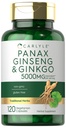 Carlyle Panax Ginseng & Ginkgo 5000mg | 120 Vegetariska kapslar | Icke-GMO & Gluten fri tillägg