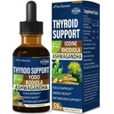 Thyroid Support Drops - Liquid Iodine Supplement, Gotas de YODO y Selenio para Tiroides, Con Rodiola Semenovii y Ortiga, Fight Brain Fog w / Ashwagandha & Rhodiola Extract Tincture.2 oz