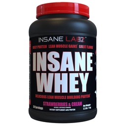 Insane Labz Insane Whey,100% Muscle Building Whey Protein, BCAA Amino Profile, Mass Gainer, Meal Replacement (Strawberries & Cream, 30 portioner)