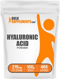 BulkSupplements.com Hyaluronsyrapulver - som natriumhyaluronat, Hyaluronsyratillskott - Mat Grad, Glutenfri - 215 mg per portion, 100g (3,5 oz) (Pack av 1)