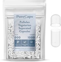 PureCaps USA - Empty Vegetarian Vegan Pullulan Pill Capsules Size 000 | 1000 Separerade piller | Clear | Non-GMO Certified | SLS, Gluten, Preservative Free