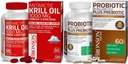 Bronson Probiotic 50 miljarder CFU + Prebiotic med Apple Polyphenols & Pineapple Fruit Extrac Antarctic Krill Oil 1000 mg med Omega-3s EPA DHA