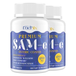 1200 MG SAM e Supplement for Brain, Mood, Joint och Liver, High Absorption SAM-e (S-Adenosyl-L-Methionine) med CoQ10, 5-HTP, Enteric Coated 120 tabletter, Vegan