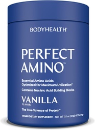BodyHealth PerfectAmino Powder - BCAA och EAA Powder för Pre och Post Workout - Amino Acid Energy Drink för män och kvinnor för att stödja Lean Muscle and Recovery - Vanilla - 60 portioner