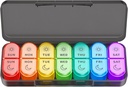 Weekly Pill Organizer 2 gånger om dagen - AM PM Pill Organizer med 7 Daily Color-Coded Small Cases, Morning and Night Travel Pill Cases för vitaminer, medicin och kosttillskott