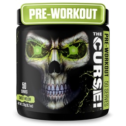 JNX SPORTS Förbannelsen! För träningspulver för män och kvinnor, koffein, beta-alanin, kreatin, L-citralin, 50 portioner, söt melon smak - öka energi, styrka och fokus