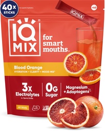 IQMIX Hydration Electrolyte Powder - 4-i-1 Formel för Hydration, Mental Clarity, Mood and Recovery - Sugar-Free Drink Mix, Keto, Magnesium L-Threonate, Lion's Mane - 40 Count Blood Orange