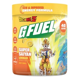 G bränsle Dragon Ball Z Energy Drink Powder, Pre Workout Caffeine Mix för spel, Sugar Free Focus Amino, Vitamin + Antioxidanter, 9.9oz (Lemonade, 40 portioner)