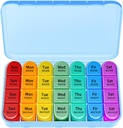 Weekly Pill Organizer, Travel Pill Box Case (7-Day / 4-Times-A-Day) med stora lägenheter för att hålla gott om fiskoljor, vitaminer, morgon middag Medication Dispenser (Blue)