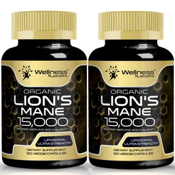 Lions Mane Supplement Capsules - 120 greve - Mushroom Supplement, Brain Supplements for Memory and Focus, Lion's Mane Mushroom Capsules - Cognitive & Immune Support, Focus Supplement - 2 Pack