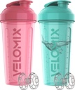 VELOMIX -2 Pack-28 oz Protein Shaker Bottles för proteinblandningar - 2x Wire Whisk | Läcka Proof Shaker Cups för Protein Shakes | Protein Shaker Bottle Pack (Pink / Turquise)