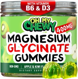 Center-Filled Magnesium Glycinate Gummies 400MG - Hög Absorption för barn, tonåringar och vuxna - Tillägg för sömn, lugn och muskelavkoppling med B6 & D3 - Gluten Free & Vegan Friendly - 120 greve