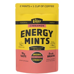 Viter Energy 40mg Koffein Mints - Sugar Free, B Vitaminer, Vegan, ökar snabbt Energized Alert Focus, koffeinerade Nootropic Supplement Pills (Cinnamon Flavor, 8oz, Bulk Bag)
