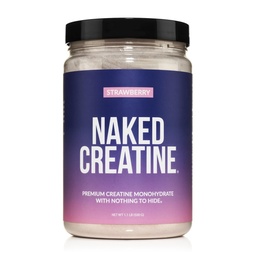 NAKED Kreatin - Strawberry smaksatt kreatinmonohydrat - Verklig jordgubbspulver, inga tillsatser, muskeltillväxt, Vegan, icke-GMO, Glutenfri, sojafri - 45 portioner