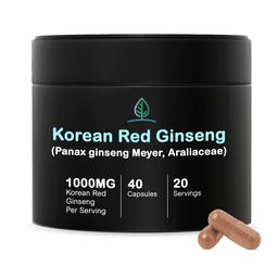 Holistic Bin Korean Red Ginseng Capsules Pure Panax Ginseng Supplement | Vegan, Gluten Free, Non GMO, No Fillers | Rich i Ginsenosides (40 kapslar)