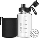 Glass Shaker Bottle,22oz BPA-Free Odorless Shaker Bottle med 304 rostfritt stålboll och flyttbar rengöring av borste för Fitness proteinblandningar (1Pack)