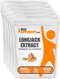 BulkSupplements.com Longjack Extract Powder - Tongkat Ali Extract, Longjack Tongkat Ali Powder - Tongkat Ali för män och kvinnor, Gluten Free - 1000mg per portion, 5 kg (11 lbs) (Pack av 5)