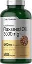 Horbäach Flaxseed Oil Softgel Capsules 3000mg | 300 greve | Hög styrka | med Omega 3 6 9 | Non-GMO, Gluten Free | Cold Pressed Flax Seed