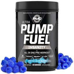 PMD Sport Pump Fuel Ultra Insanity - Premium Pre Workout Powder & Muscle Pump, större fokus, uthållighet och återhämtning, Premium Creatine, Arginine & Beta Alanine - Arctic Blue Blast (30 portioner)
