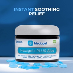 Hexagels Plus Aloe Vera - Advanced Healing Hydrogel Pads for Blister Prevention & Soothing Burn Care - Foot, Heel, Toe, & Ankle Protection, Pack på 200, 1-tums Patches, av Medagel, Paraben Free