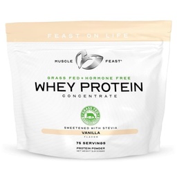 Muscle Feast Grass-Fed Whey Protein Concentrate Powder, All Natural, Hormone Free Pasture Raised Whey Protein Powder för kvinnor och män, Clean, Non-GMO & Gluten Free Whey Concentrate - Vanilla, 5lb