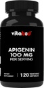 Apigenin 100mg per servering - 120 grönsaks kapslar - Raw Plant Extract från Chamomile Flower - Non Habit Forming - Active Bioflavonoids & Antioxidanter