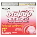 MAJOR Children’s Mapap Acetaminophen 160 mg Chewable Tablets - Pain Reliever/Fever Reducer - Aspirin Free - Ibuprofen Free - for Ages 2 to 11-24 Count (1 Pack)