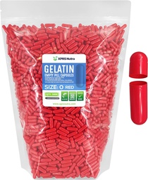XPRS Nutra Size 0 Empty Capsules - 5000 Count Empty Gelatin Capsules - Pill DIY Capsule Filling - Pure Bovine Pills Gel Caps for Do-It-Yourself Supplements (Red)